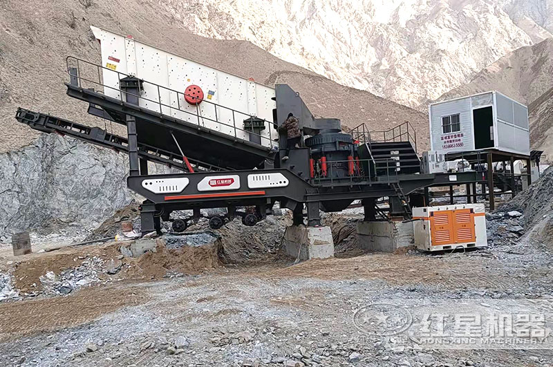 移動圓錐破碎機配置電機發電作業現場